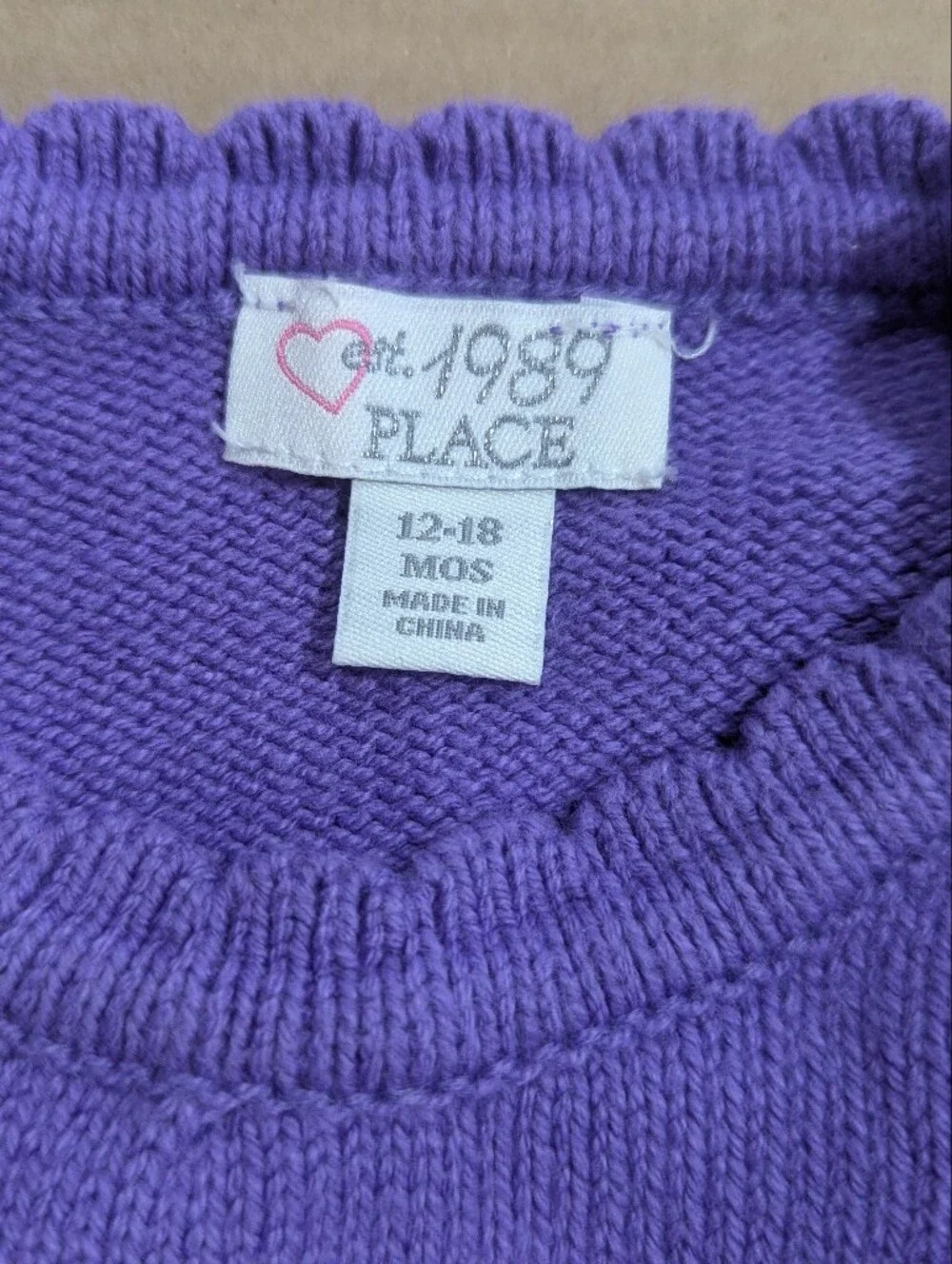 The Children's Place Purple Butterfly Crew Neck Sweater Sz 12-18 Mo *NWOT